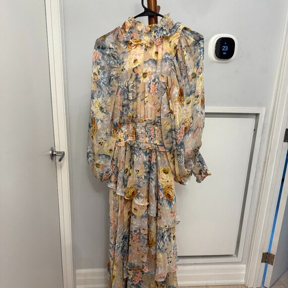 Elliatt White and Yellow Ruffled Tiered Sundress Mock Neck - Picture 4 of 9